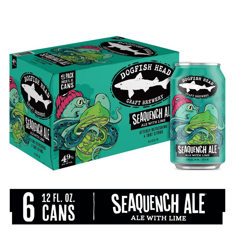 slide 4 of 9, Dogfish Head SeaQuench Ale Session Sour Beer - 6pk/12 fl oz Cans, 6 ct; 12 fl oz