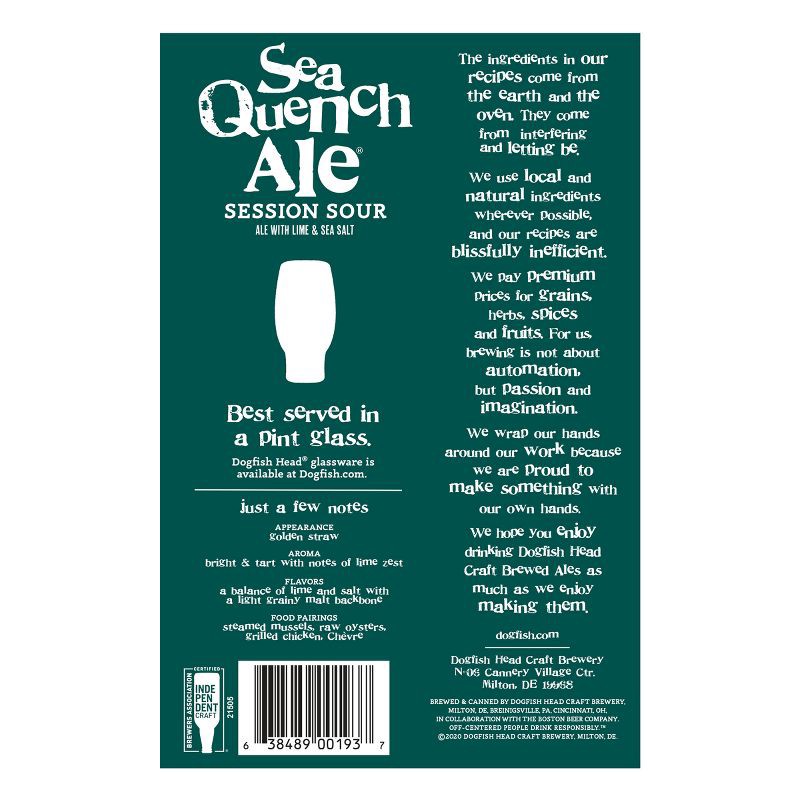 slide 7 of 9, Dogfish Head SeaQuench Ale Session Sour Beer - 6pk/12 fl oz Cans, 6 ct; 12 fl oz
