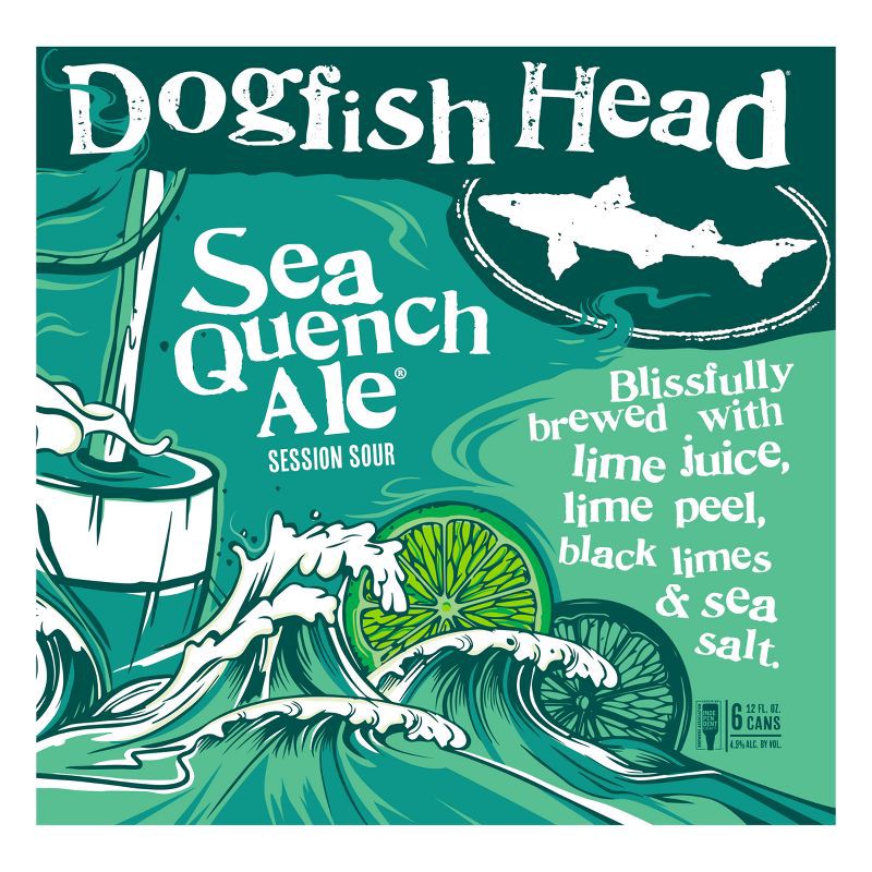 slide 3 of 9, Dogfish Head SeaQuench Ale Session Sour Beer - 6pk/12 fl oz Cans, 6 ct; 12 fl oz