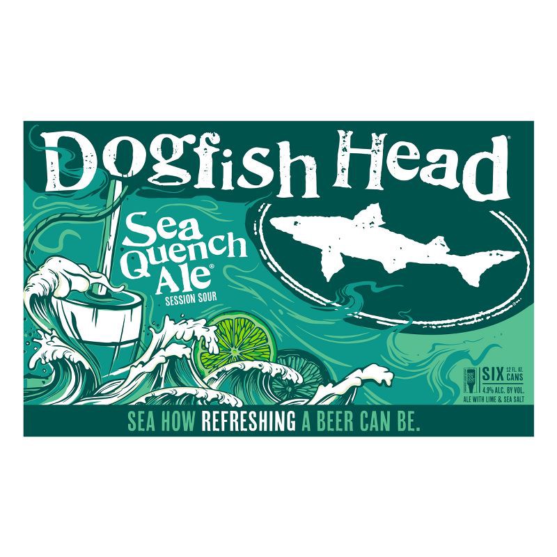 slide 5 of 9, Dogfish Head SeaQuench Ale Session Sour Beer - 6pk/12 fl oz Cans, 6 ct; 12 fl oz