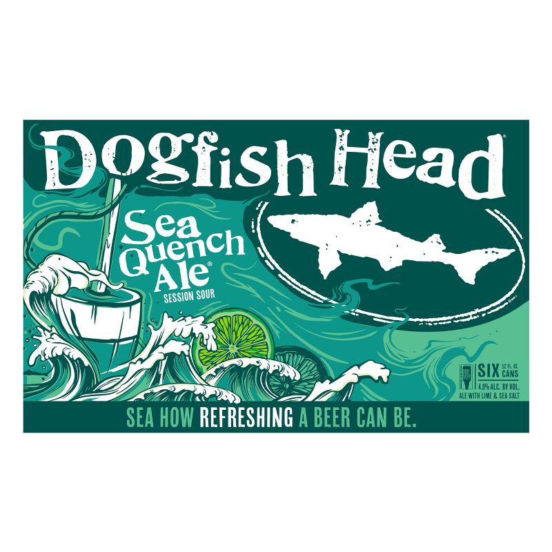 slide 7 of 9, Dogfish Head SeaQuench Ale Session Sour Beer - 6pk/12 fl oz Cans, 6 ct; 12 fl oz