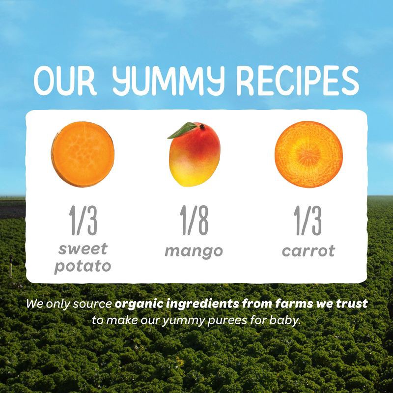 slide 3 of 6, Happy Baby Organics Clearly Crafted Stage 2 Sweet Potatoes, Mangos & Carrots - 4oz, 4 oz