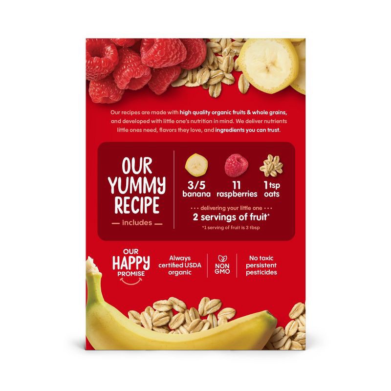 slide 2 of 10, Happy Baby Organics Clearly Crafted Stage 2 Bananas, Raspberries & Oats - 4pk/4oz, 4 ct; 4 oz