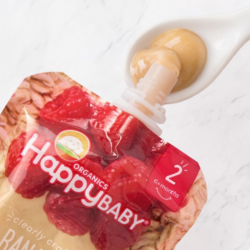 slide 2 of 3, Happy Family HappyBaby Clearly Crafted Bananas Raspberries & Oats Baby Food Pouch - 16oz, 16 oz