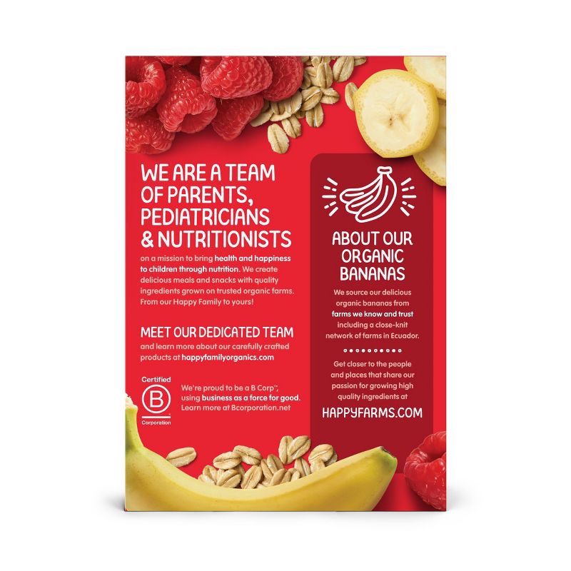 slide 3 of 3, Happy Family HappyBaby Clearly Crafted Bananas Raspberries & Oats Baby Food Pouch - 16oz, 16 oz