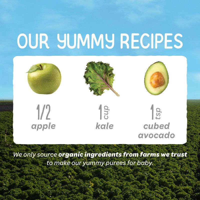 slide 3 of 9, Happy Baby Organic Apples, Kale & Avocados Baby Food Pouch - 4oz/4pk, 4 ct; 4 oz