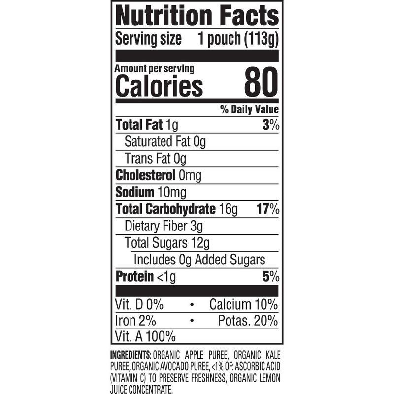 slide 8 of 9, Happy Baby Organic Apples, Kale & Avocados Baby Food Pouch - 4oz/4pk, 4 ct; 4 oz