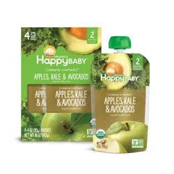 Happy Baby Organic Apples, Kale & Avocados Baby Food Pouch - 4oz/4pk