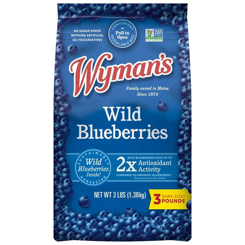 slide 1 of 9, Wyman's Fresh Frozen Wild Blueberries - 3lb, 3 lb