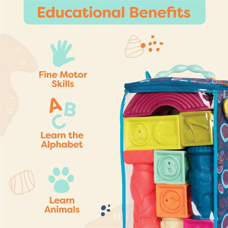 slide 4 of 7, B. baby B. toys Educational Baby Blocks - Elemenosqueeze, 1 ct
