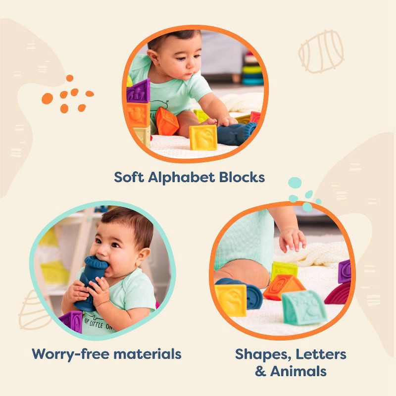 slide 5 of 7, B. baby B. toys Educational Baby Blocks - Elemenosqueeze, 1 ct