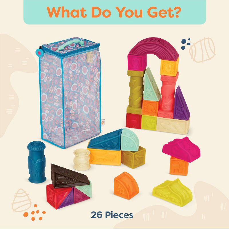 slide 6 of 7, B. baby B. toys Educational Baby Blocks - Elemenosqueeze, 1 ct