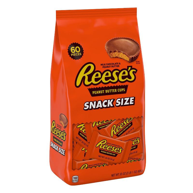 slide 2 of 7, Reese's Milk Chocolate Peanut Butter Cups Snack Size Candy - 33oz/60ct, 33 oz, 60 ct