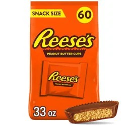 Reese's Milk Chocolate Peanut Butter Cups Snack Size Candy - 33oz/60ct