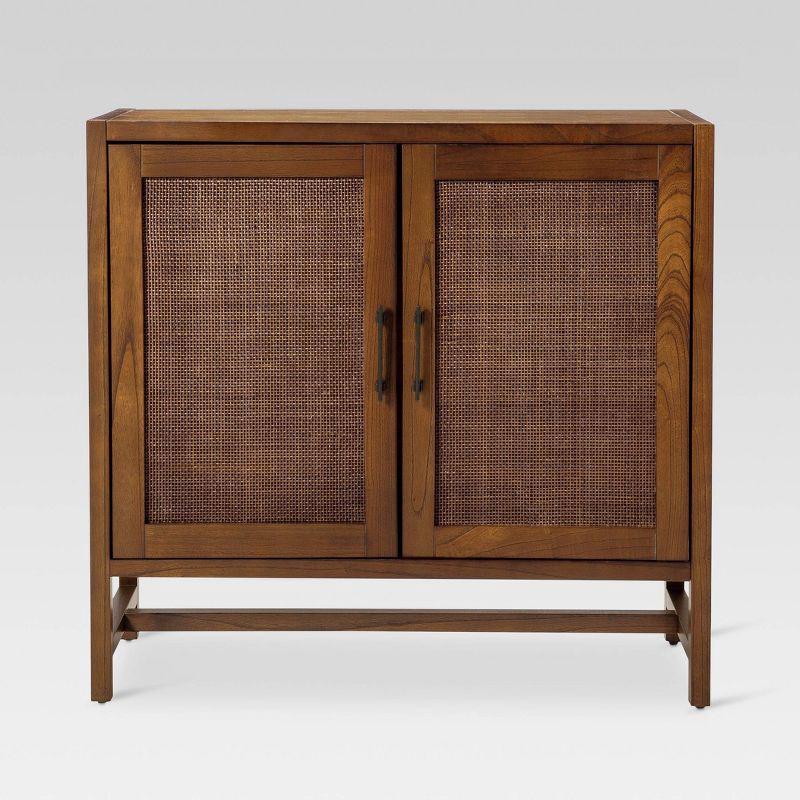 slide 4 of 12, Warwick 2 Door Cabinet Brown - Threshold™: Transitional Style, Adjustable Shelves, Wood Veneer Finish, 1 ct