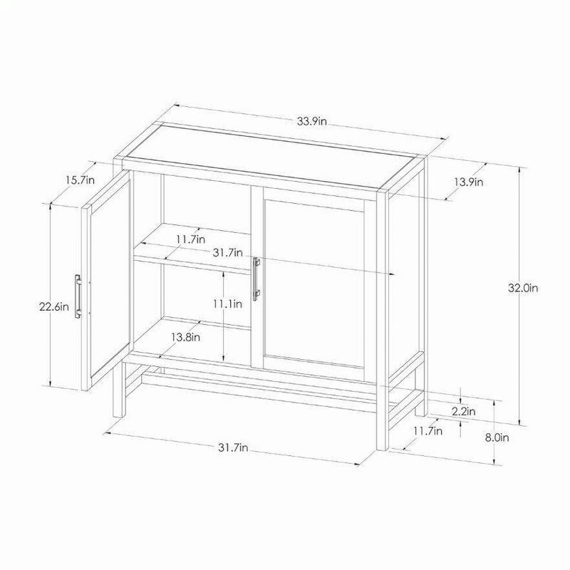slide 11 of 12, Warwick 2 Door Cabinet Brown - Threshold™: Transitional Style, Adjustable Shelves, Wood Veneer Finish, 1 ct