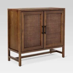Warwick 2 Door Cabinet Brown - Threshold™: Transitional Style, Adjustable Shelves, Wood Veneer Finish