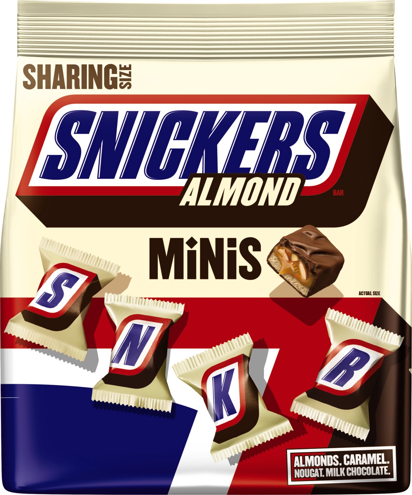 slide 1 of 3, Snickers Almond Minis Size Chocolate Candy Bars 8.9-Ounce Sharing Size Bag, 8.9 oz