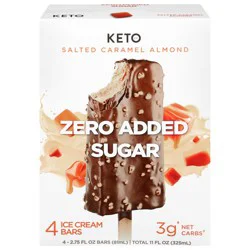 Keto Pint Zero Added Sugar Salted Caramel Almond Ice Cream Bars 4 - 2.75 fl oz Bars