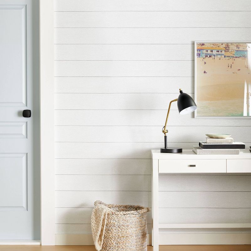 slide 2 of 6, Textured Shiplap Peel & Stick Wallpaper White - Threshold™: Removable Vinyl, Wood Grain, Stain-Resistant, Washable, 1 ct
