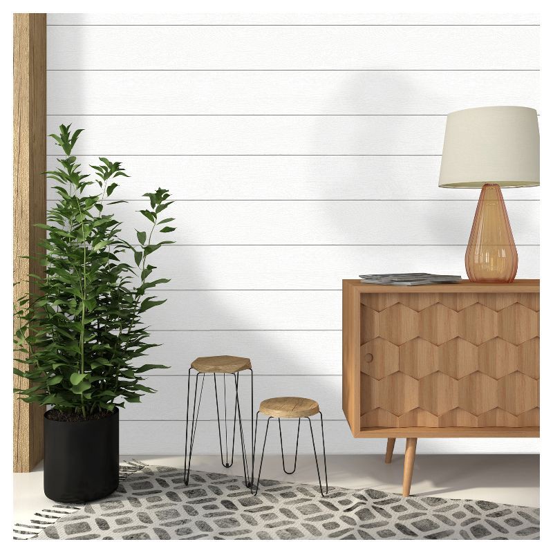 slide 1 of 6, Textured Shiplap Peel & Stick Wallpaper White - Threshold™: Removable Vinyl, Wood Grain, Stain-Resistant, Washable, 1 ct