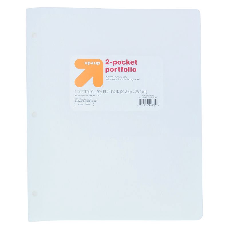slide 1 of 3, 2 Pocket Plastic Folder White - up&up™, 1 ct