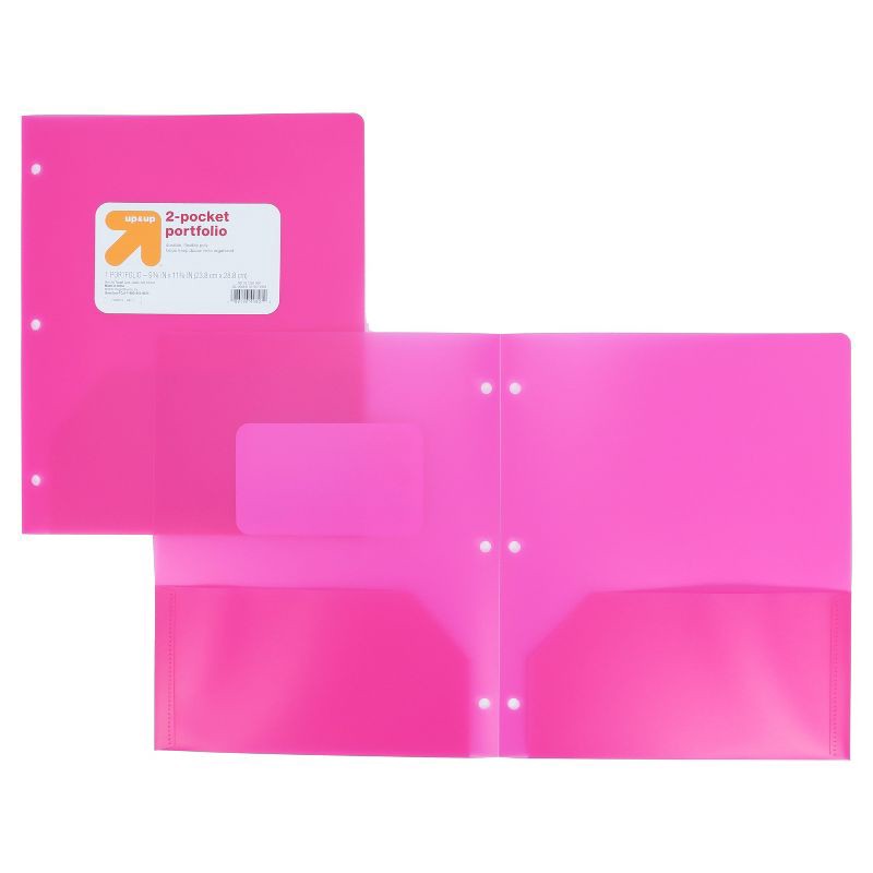 slide 3 of 3, 2 Pocket Plastic Folder Pink - up&up™, 1 ct