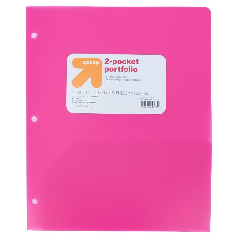 slide 1 of 3, 2 Pocket Plastic Folder Pink - up&up™, 1 ct