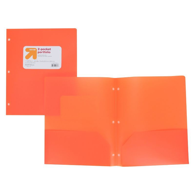 slide 3 of 3, 2 Pocket Plastic Folder Orange - up&up™, 1 ct