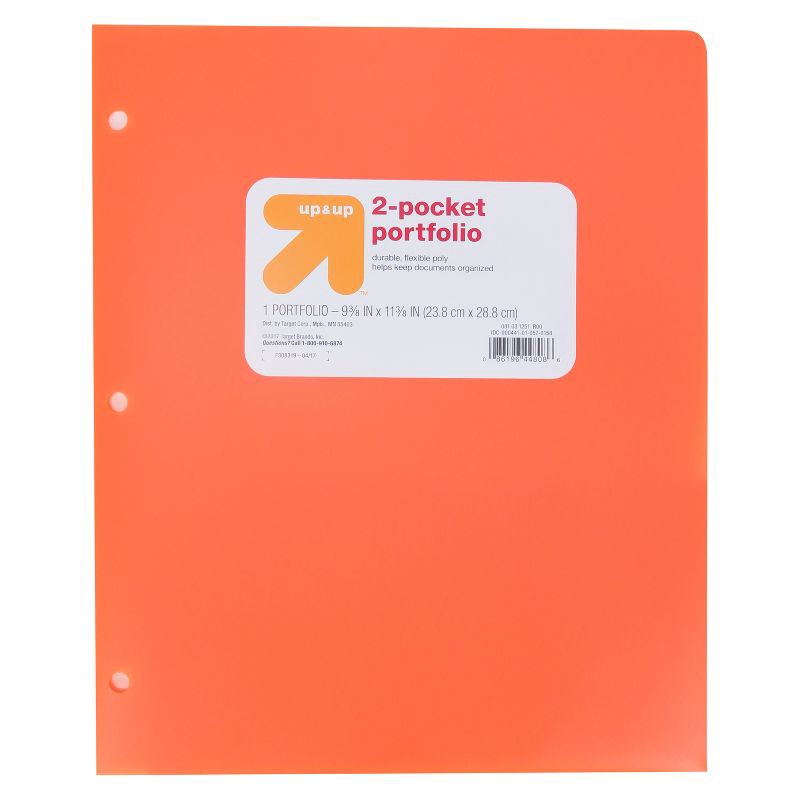 slide 1 of 3, 2 Pocket Plastic Folder Orange - up&up™, 1 ct