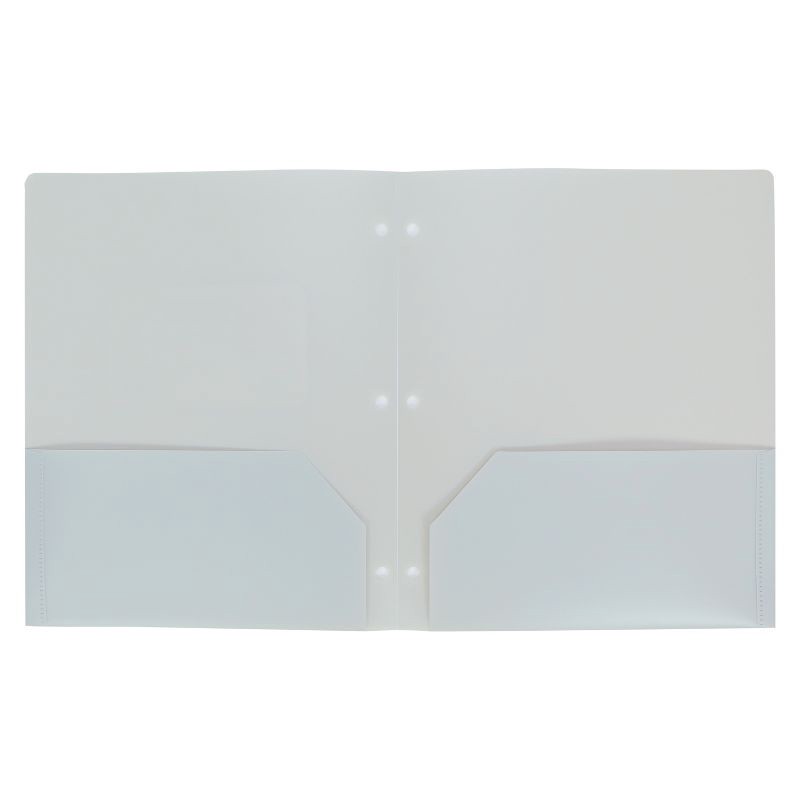 slide 2 of 3, 2 Pocket Plastic Folder Gray - up&up™: 3 Hole Punched, Polypropylene, Internal Pockets, 50 Sheet Capacity, 1 ct