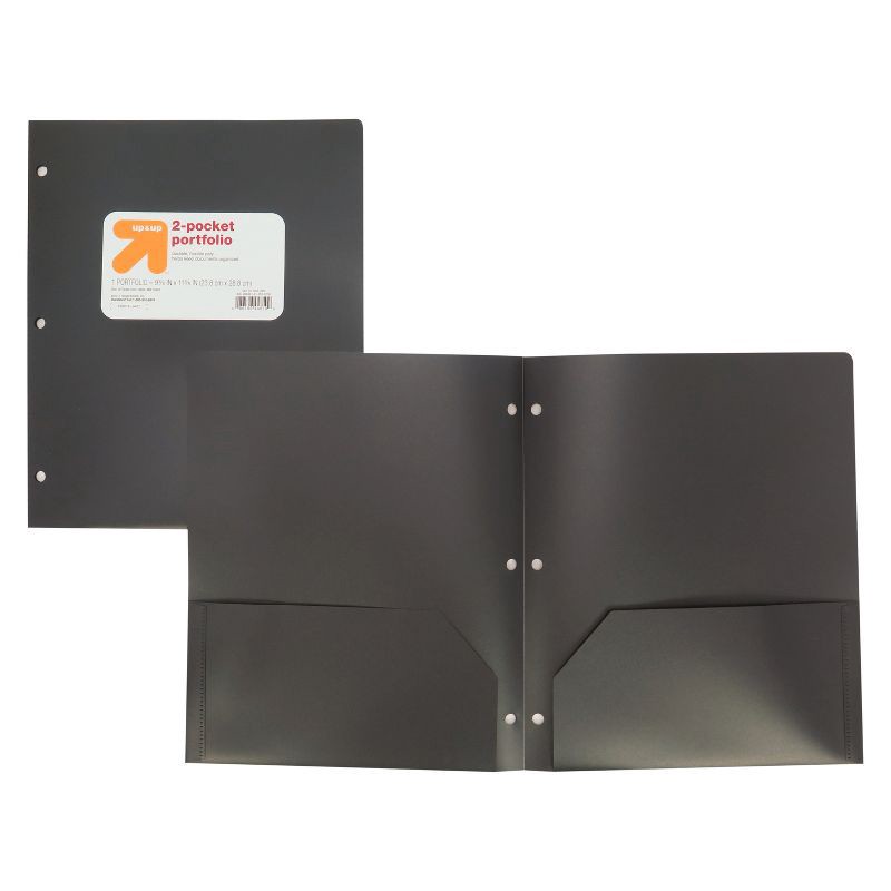 slide 1 of 2, 2 Pocket Plastic Folder Black - up&up™, 1 ct