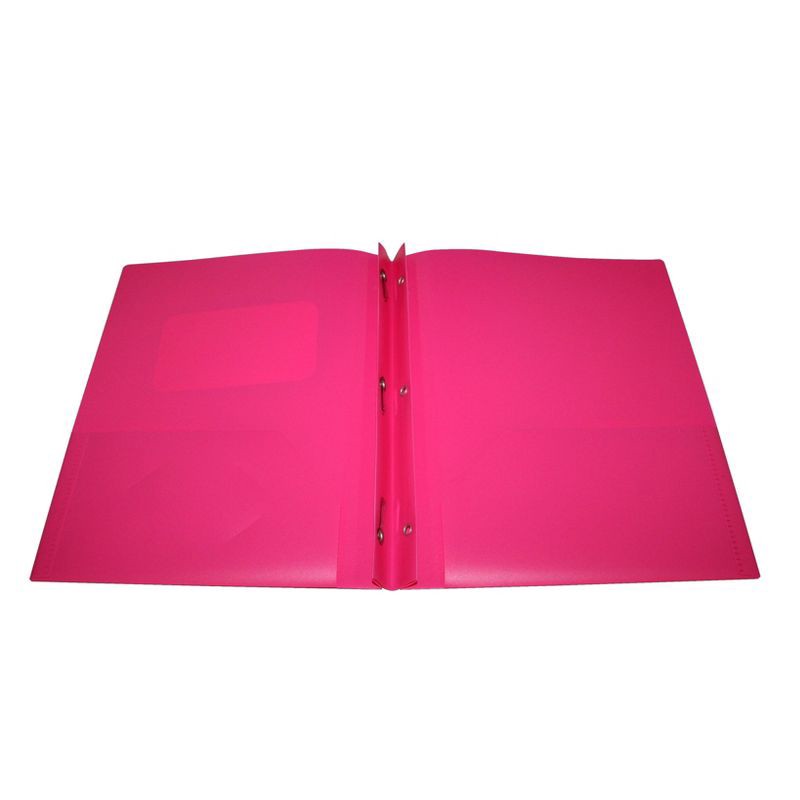 slide 2 of 2, 2 Pocket Plastic Folder with Prongs Pink - up&up™: School Supplies, Polypropylene, 50 Sheet Capacity, 2 Internal Pockets, 1 ct