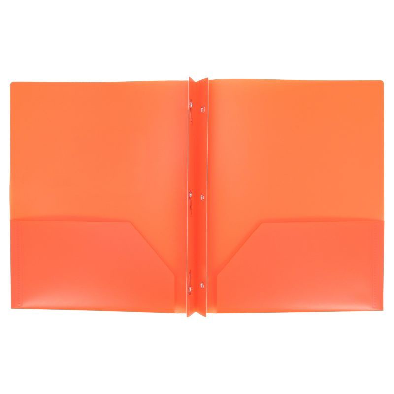 slide 2 of 3, 2 Pocket Plastic Folder with Prongs Orange - up&up™, 1 ct