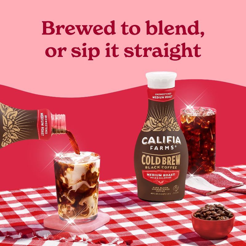 slide 5 of 9, Califia Farms Pure Black Medium Roast Cold Brew Coffee - 48 fl oz, 48 fl oz