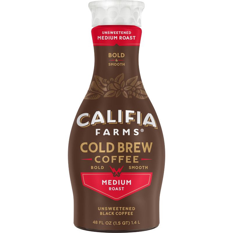 slide 1 of 9, Califia Farms Pure Black Medium Roast Cold Brew Coffee - 48 fl oz, 48 fl oz