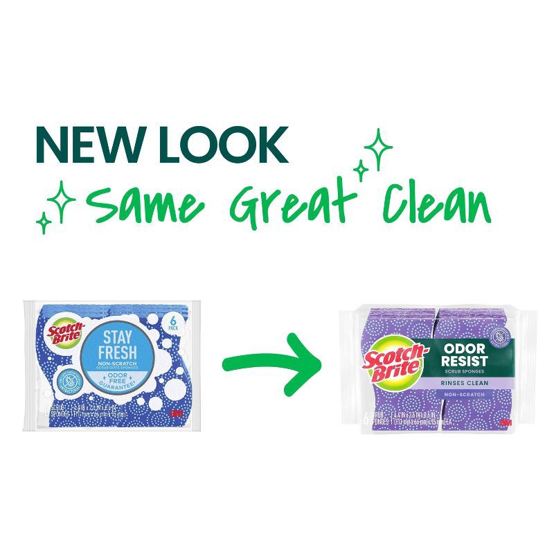 slide 2 of 12, Scotch-Brite Odor Resist Non-Scratch Sponges - 6ct, 6 ct