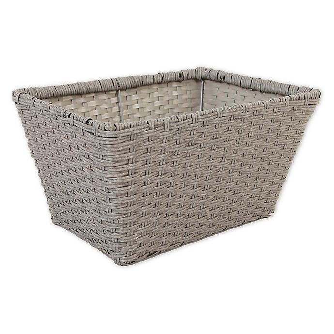 slide 1 of 1, ORG Medium Poly-Rattan Tapered Storage Basket - Grey/Light Grey, 12.5 in