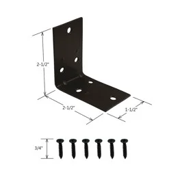 RELIABILT 2.5-in x 1.5-in x 2.5-in 1.8 -Gauge Black Steel Corner brace 2 -Pack