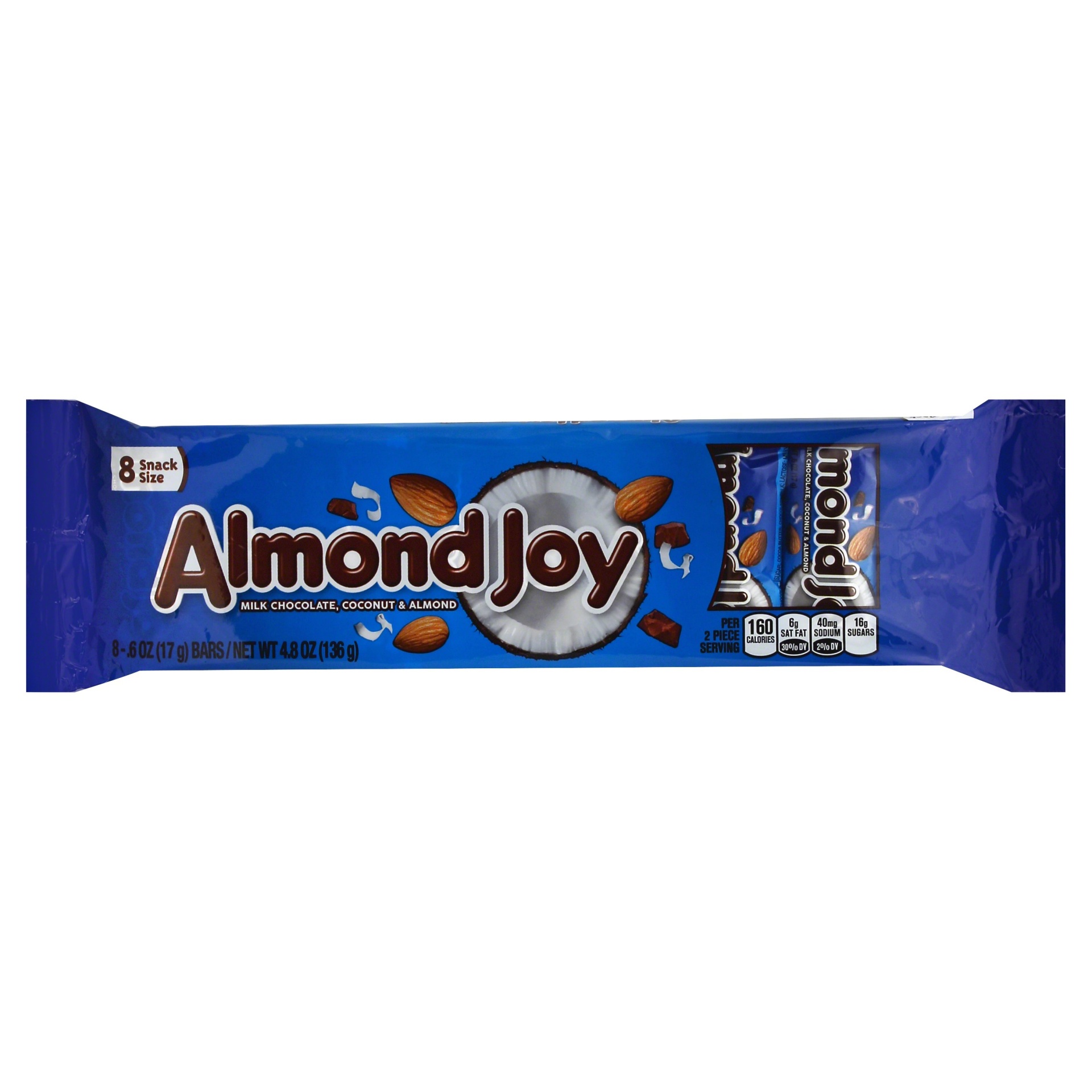 slide 1 of 1, Almond Joy Snack Size Candy Bars, 8 ct; 0.6 oz