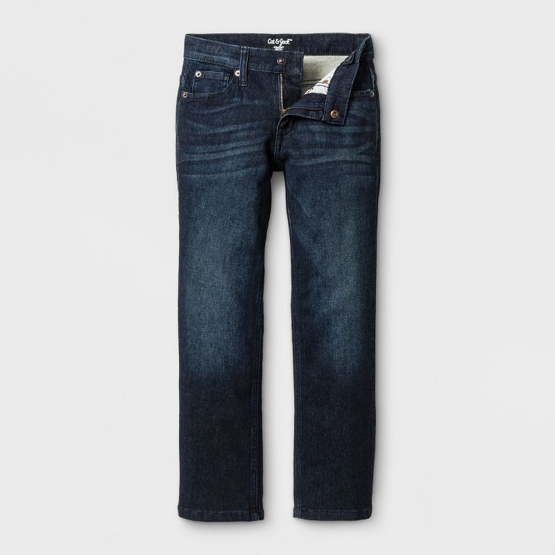 slide 6 of 6, Boys' Stretch Straight Fit Jeans - Cat & Jack™ Blue 7, 1 ct