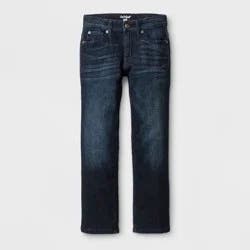 Boys' Stretch Straight Fit Jeans - Cat & Jack™ Blue 16: Denim, Adjustable Waistband, Mid Rise