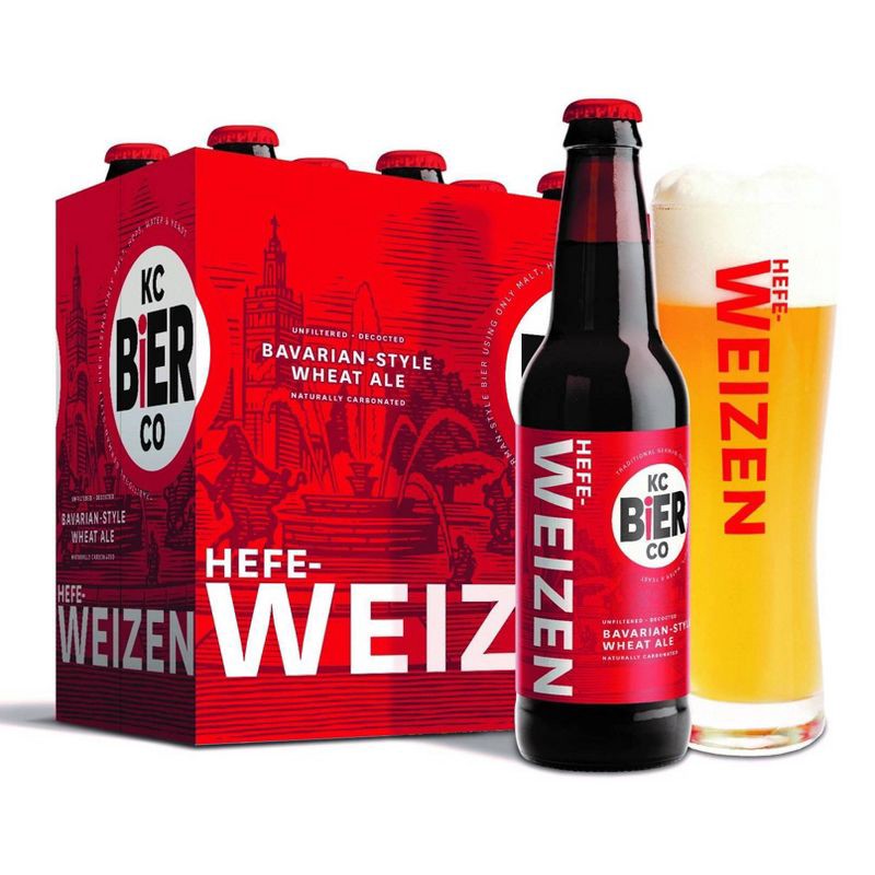 slide 1 of 2, KC Bier Co KC Bier Hefe-Weizen Bavarian-Style Wheat Ale Beer - 6pk/12 fl oz Bottles, 6 ct; 12 fl oz
