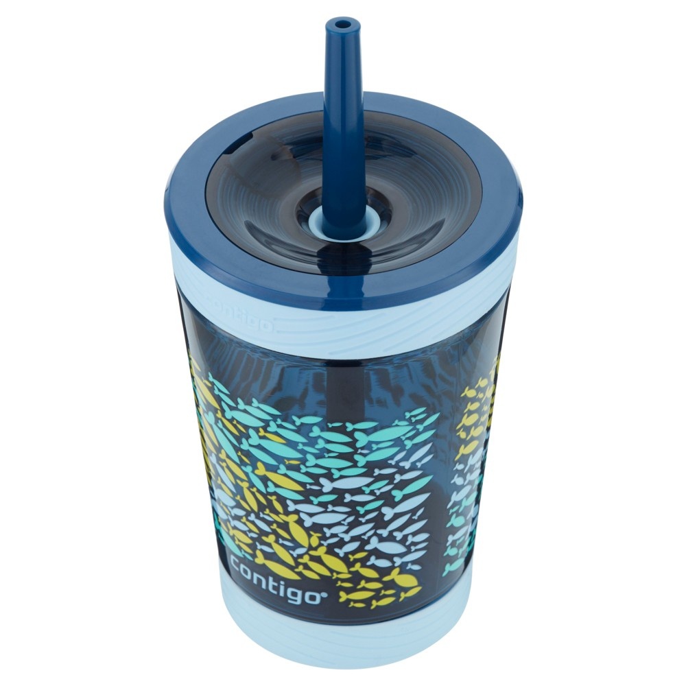 slide 2 of 3, Contigo Spill-Proof Plastic Tumbler - Blue Fish, 14 oz