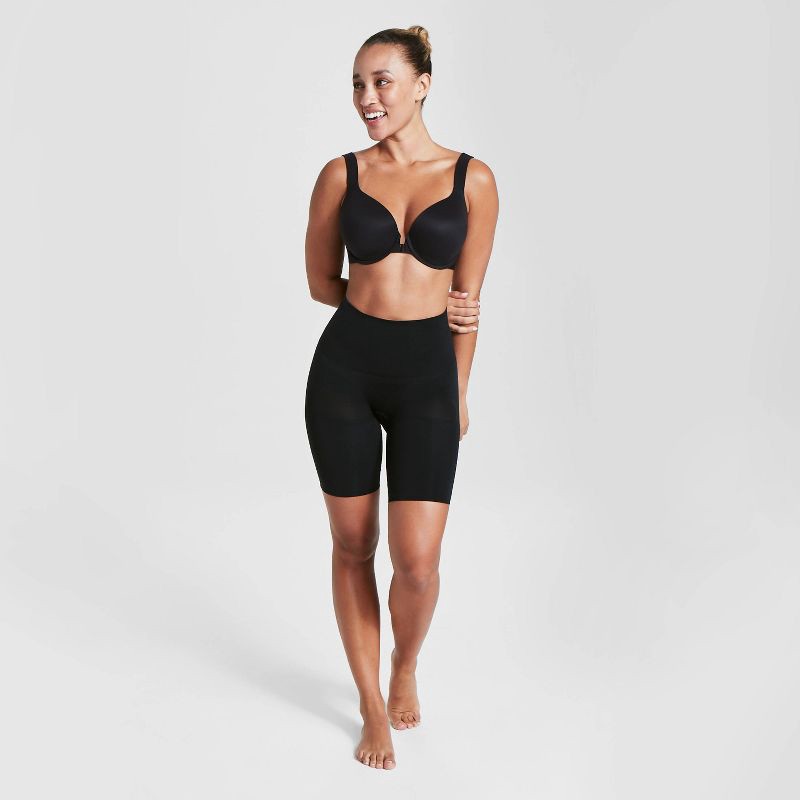 slide 1 of 3, ASSETS by SPANX Women's Remarkable Results Mid-Thigh Shaper - Black M: Tummy, Hip, Thigh, Bottom Slimming, Ultra Firm Compression, 1 ct