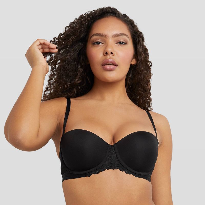 slide 2 of 8, Maidenform Women's Strapless Multiway Push-Up Bra SE1102 - Black 36D: Convertible Strapless, Padded Underwire, Adjustable Straps, 1 ct
