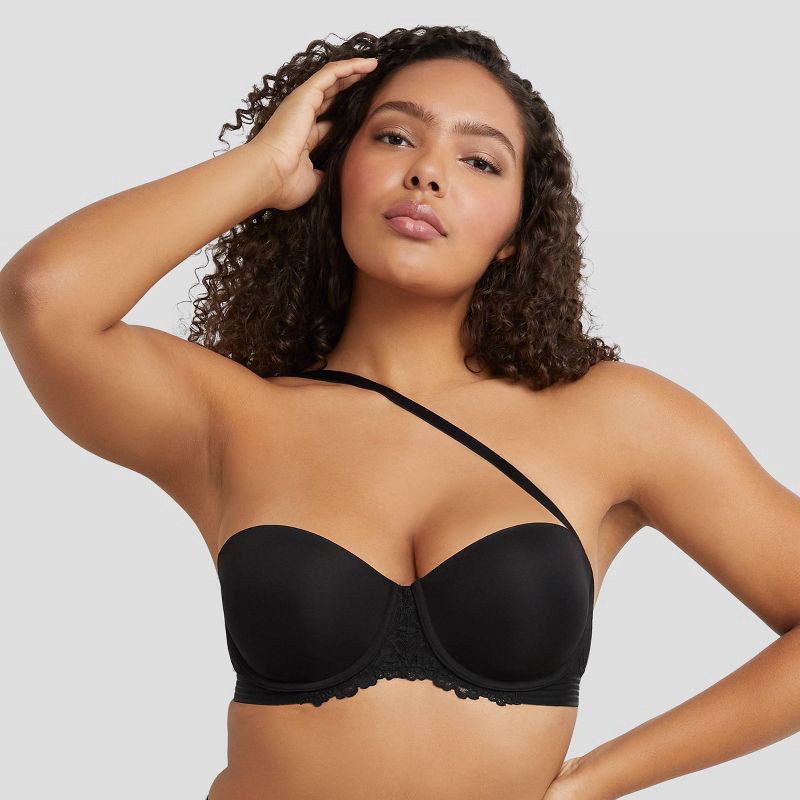 slide 3 of 8, Maidenform Women's Strapless Multiway Push-Up Bra SE1102 - Black 36D: Convertible Strapless, Padded Underwire, Adjustable Straps, 1 ct