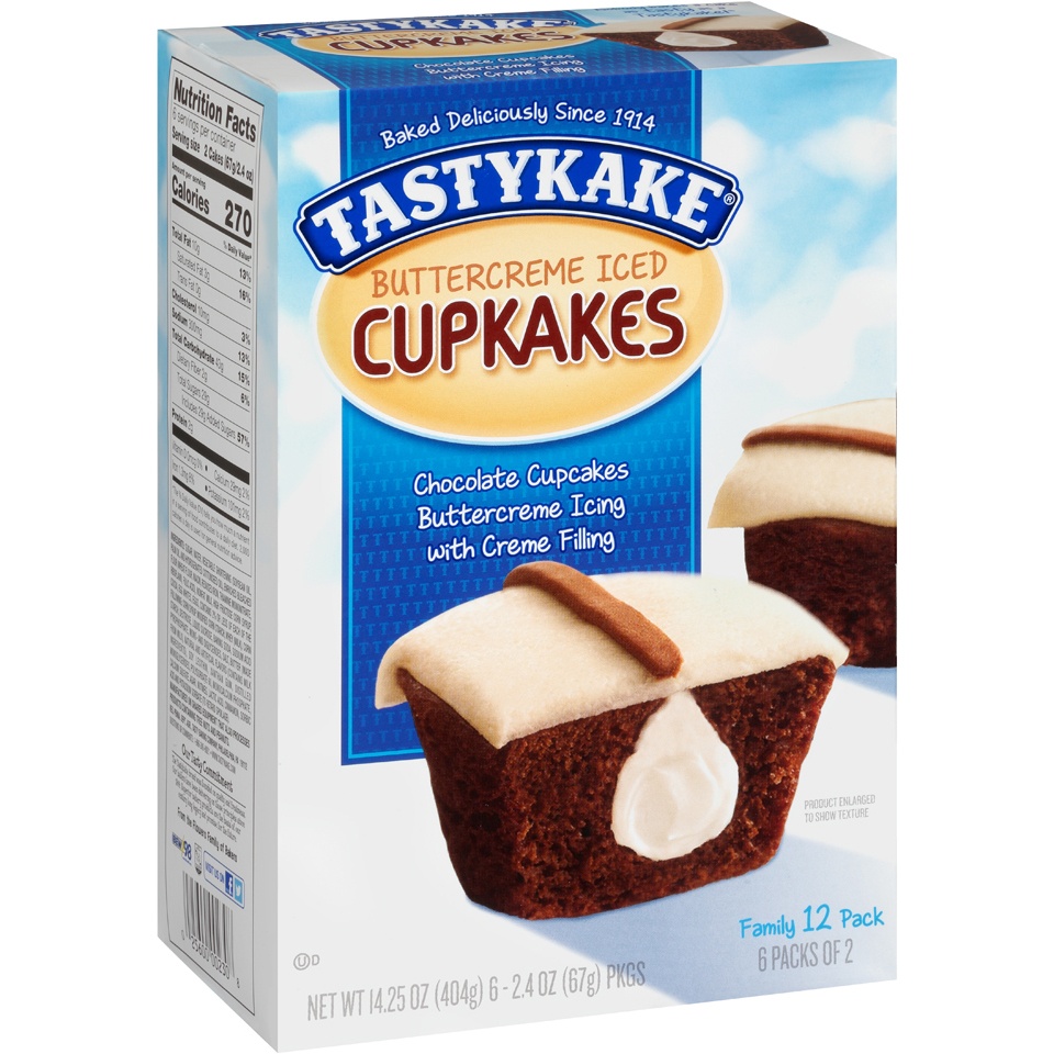 slide 2 of 8, Tastykake Creme Filled Buttercreme Cupkakes 6 - 2.4 oz Packages, 6 ct