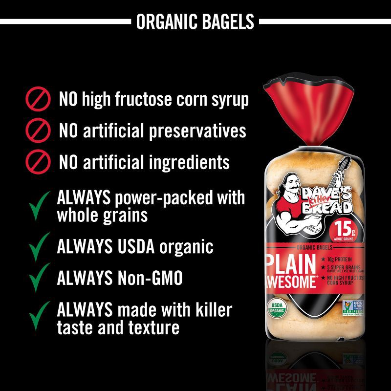 slide 8 of 13, Dave's Killer Bread Plain Awesome Organic Bagels - 16.75oz, 16.75 oz