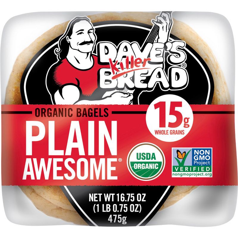 slide 8 of 10, Dave's Killer Bread Plain Awesome Organic Bagels - 16.75oz, 16.75 oz